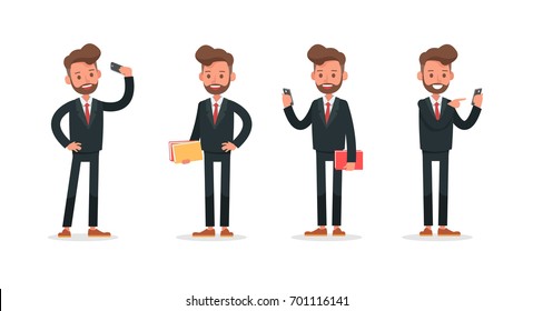 Set of Businessman character vector design.