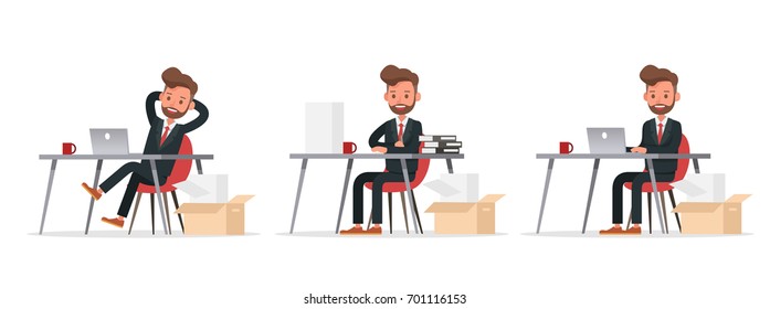 Set of Businessman character vector design.