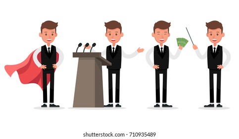 Set of Businessman character vector design.
