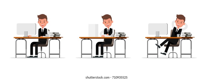 Set of Businessman character vector design.