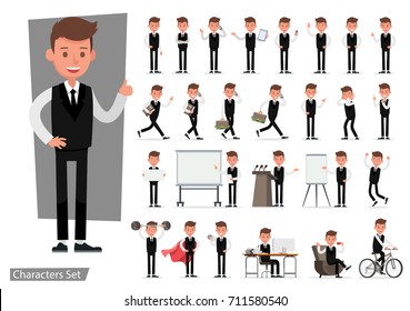 Set of Businessman character vector design.