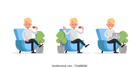 Set of Businessman character vector design.