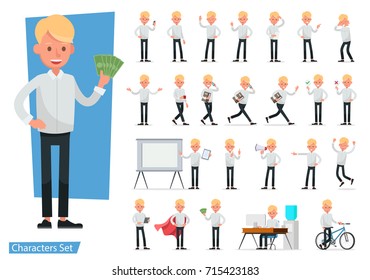 Set of Businessman character vector design.