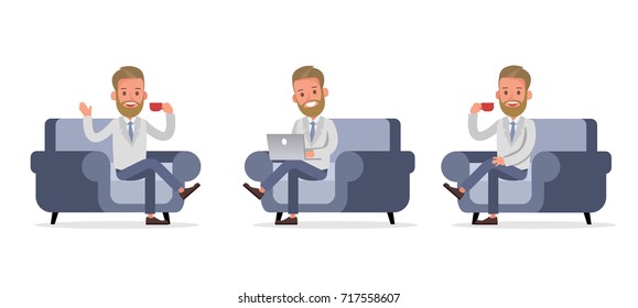 Set of Businessman character vector design.