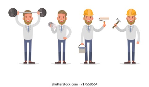 Set of Businessman character vector design.