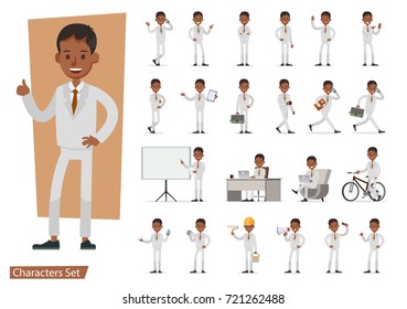 Set of Businessman character vector design.