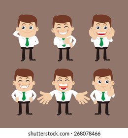 Set of businessman characters in different poses