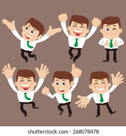 Set of businessman characters in different poses