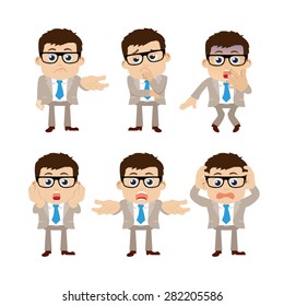 Set of businessman characters in different poses