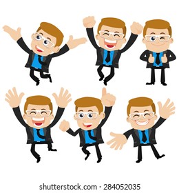 Set of businessman characters in different poses