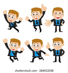 Set of businessman characters in different poses