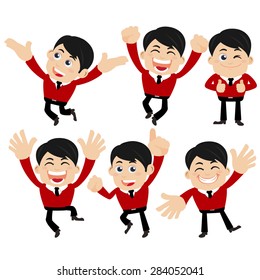 Set of businessman characters in different poses