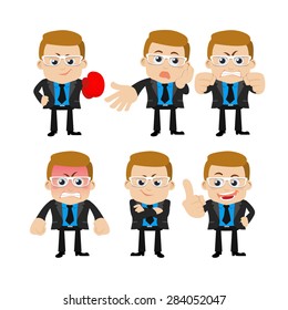 Set of businessman characters in different poses