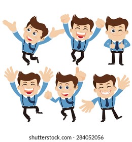 Set of businessman characters in different poses
