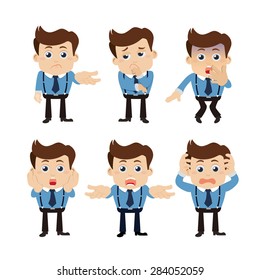 Set of businessman characters in different poses