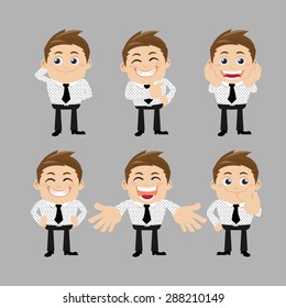 Set of businessman characters in different poses
