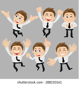 Set of businessman characters in different poses