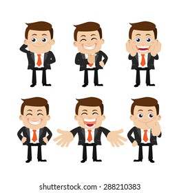 Set of businessman characters in different poses