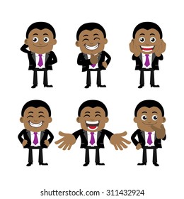 Set of businessman characters in different poses