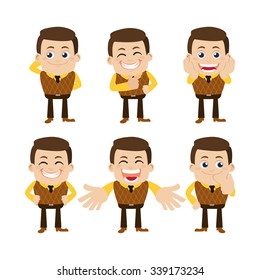 Set of businessman characters in different poses