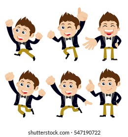 Set of businessman characters in different poses