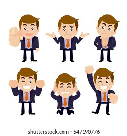 Set of businessman characters in different poses