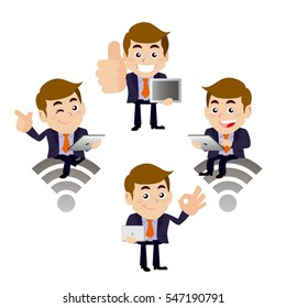 Set of businessman characters in different poses
