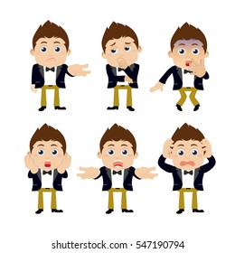 Set of businessman characters in different poses