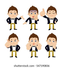 Set of businessman characters in different poses