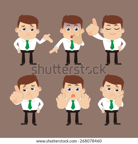 Set of businessman characters in different poses