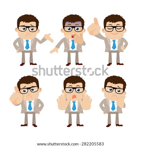 Set of businessman characters in different poses
