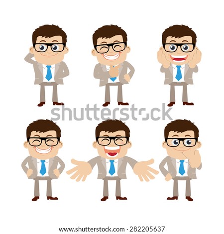 Set of businessman characters in different poses