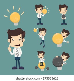 Set of businessman characters make idea , eps10 vector format