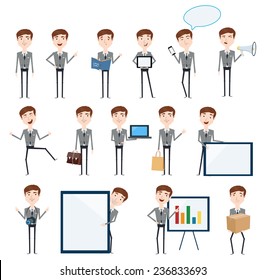 Set of businessman characters poses