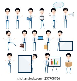 Set of businessman characters poses