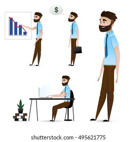 Set of businessman characters poses