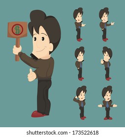 Set of businessman characters poses , eps10 vector format