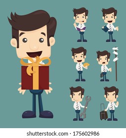 Set of businessman characters poses , eps10 vector format