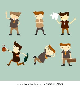 Set of businessman characters poses , eps10 vector format 