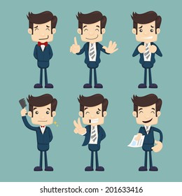 Set of businessman characters poses , eps10 vector format