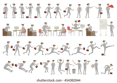 Set of businessman characters poses , eps10 vector format art