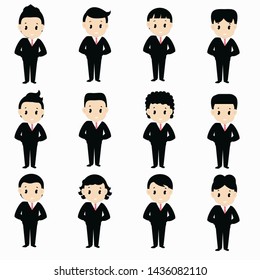 Set of businessman characters poses.  Vector illustration.