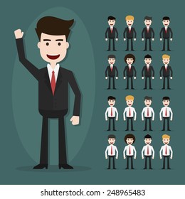 Set of businessman characters poses,Vector EPS10.