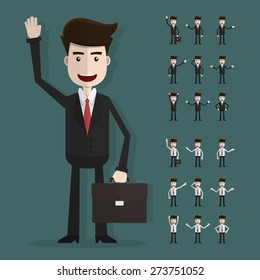 Set of businessman characters poses,Vector EPS10.