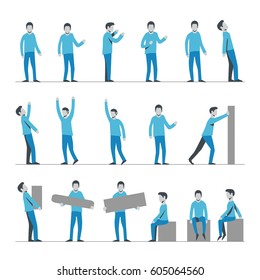 Set of businessman characters poses.Vector format.