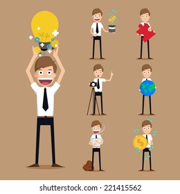 Set of businessman characters .vector