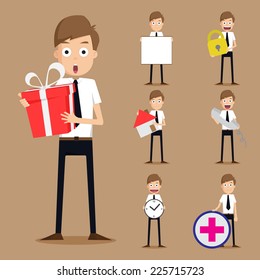 Set of businessman characters .vector