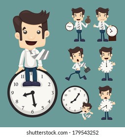 Set of businessman and clock , eps10 vector format