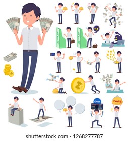 A set of businessman with concerning money and economy.There are also actions on success and failure.It's vector art so it's easy to edit.