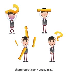 Set of businessman with different expressions. Vector design.
